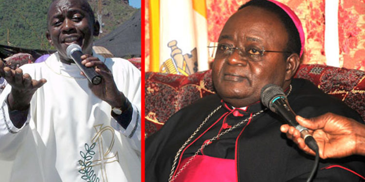 Fr. Anthony Musaala (left) and Archbishop of Kampala Dr. Cyprian Kizito Lwanga