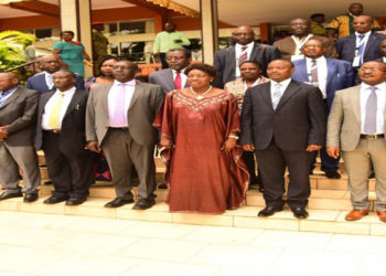 Kadaga (Front centre) with other delegates to the conference at the Serena Hotel