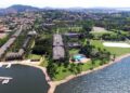 Aerial view of Speke Resort and Munyonyo Commonwealth Hotel