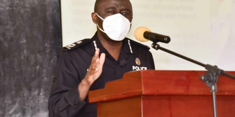 The Police director for crime intelligence Brig. Gen. AIGP Christopher Damulira lecturing on Operations of the District Security Committees and Intelligence Committees in sustaining Law and order at the Resident District Commissioners, Resident City Commissioners, Deputy Resident Commissioners and Deputy City Commissioners Orientation retreat at the National Leadership Institute (NALI) Kyankwanzi on 27th July 2022. Photo by PPU/Tony Rujuta.