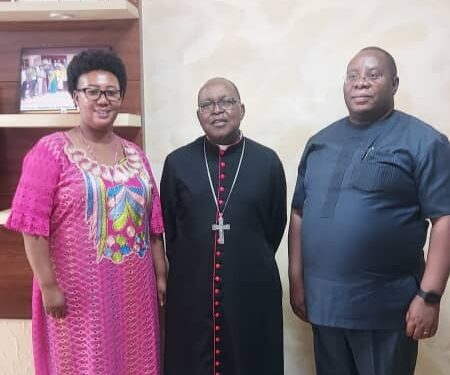 Lt Col Katabazi ,wife with Bishop Callistus Rubaramira after the function