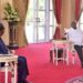 President Museveni with his Somali counterpart Hassan Sheikh Mohamud in a meeting