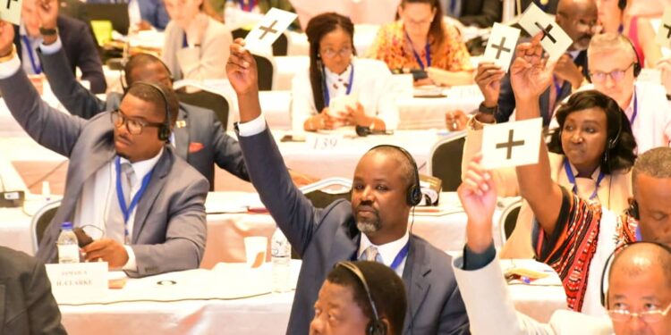 Deputy Speaker Thomas Tayebwa at ACP-EU Joint Parliamentary Assembly sitting in Maputo City, Mozambique