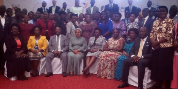 Participants at the Parliamentary Forum on Labour in a group photo at Kampala Imperial Royale Hotel on Tuesday