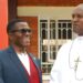 The katikkiro of Buganda Charles Peter Mayiga with Brother Augustine Mugabo, the head teacher St Henry's College Kitovu