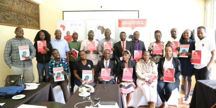 Selected journalists from media houses across Uganda, together with high-end personnel from AFIC and partners pose for a photo, during the media roundtable discussion on inclusion of women-led businesses in public procurement in Uganda, June 30th, 2023. (Photo by Lakel Maria)