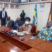 Rt Hon. Rebecca Kadaga (Centre) addressing Journalists at the Ministry of EAC Affairs in Kampala on Wednesday