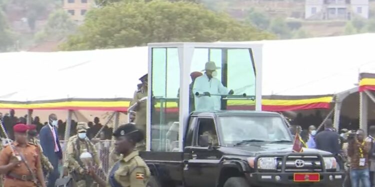 President Museveni in his security booth