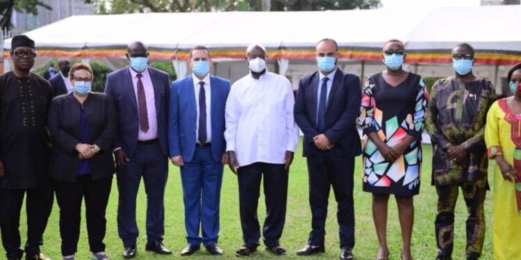 President Museveni in a group photo with members of the Afro-Arab Youth Council