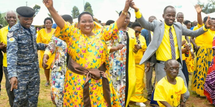 Uthman Mugisha (on the right) on a campaign trail with Prime Minister Nabbanja. Photo@SpiceFMHoima