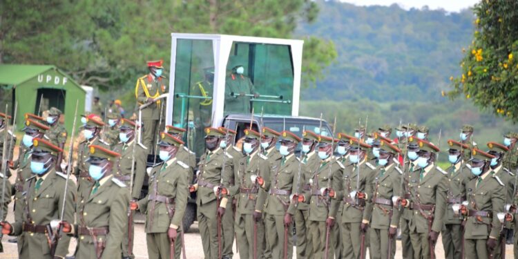 President Museveni at Uganda Military Academy Kabamba.