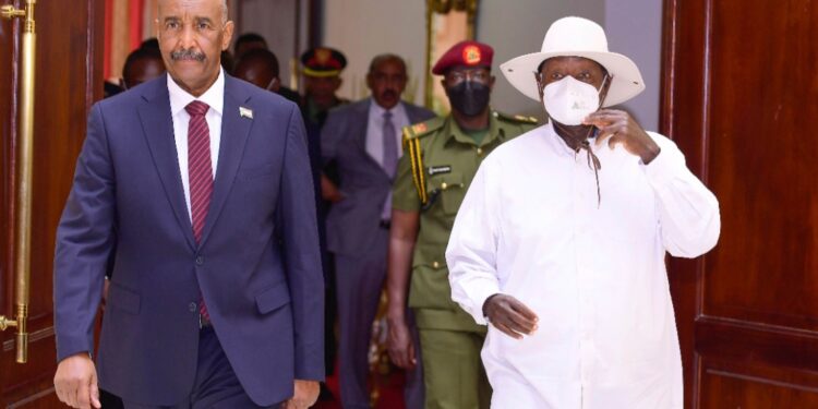 Gen. Abdel Fattah al Burhan with President Museveni