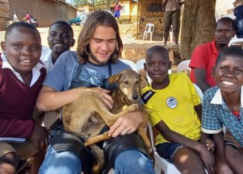 Jonathan Van Den Brink an animal care intern at USPCA takes children through the basics of animal care at one of the events