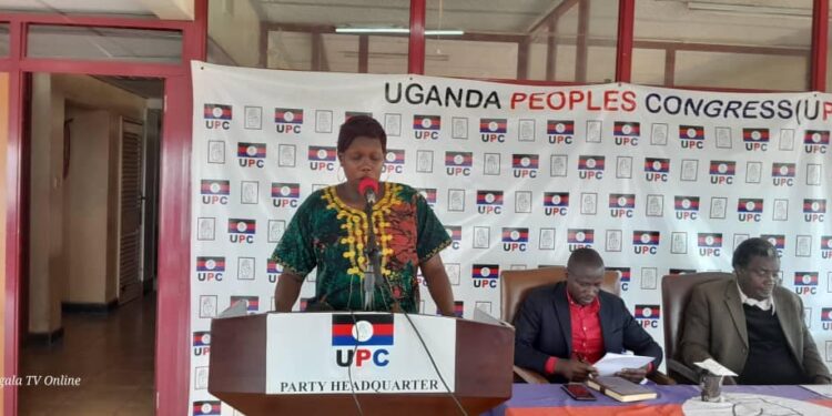 UPC Spokesperson,Arach Oyat Sharon, addressing Journalists at their Uganda Head Office in Kampala on Wednesday