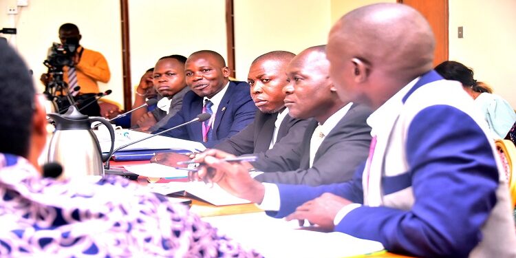 The leadership of the fish maw traders (R) appearing before the agriculture committee where they presented their petition