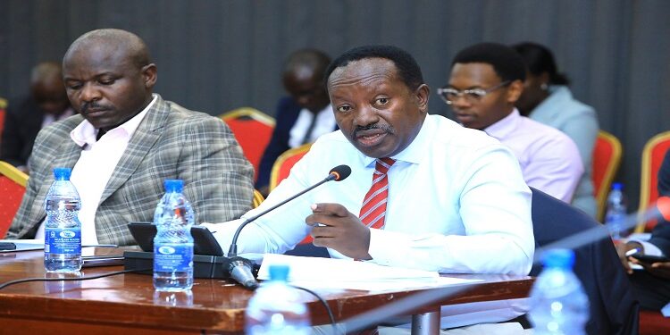 Defence committee chairperson, Hon. Wilson Kajwengye, presenting before the Budget Committee on Wednesday, 17 January 2024