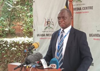 Dr. Jackson Orem addressing Journalists at the Uganda Media Centre in Kampala