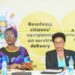 IGG Beti Kamya (R) flanked by her Deputy Ms Anne Twinomugisha at Hotel Africana on Tuesday