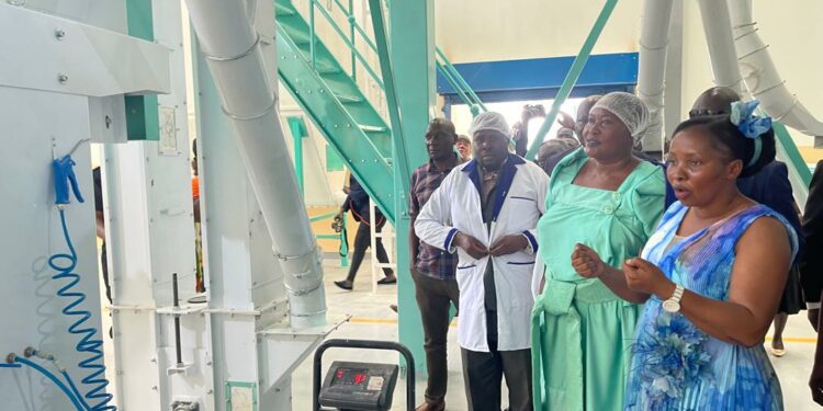 Hon. Babalanda during the inauguration of the flour production unit