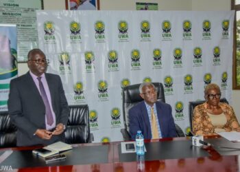 From left: Sam Mwandha (UWA ED), Hon. Tom Bitime (MTWA) & Nwanneakolam Vwede-Obahor, the UNDP Resident Representative for Uganda