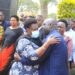 The Vice President with Hajji Faruk Kirunda at the burial ceremony of the Late Gladys Aliyinza