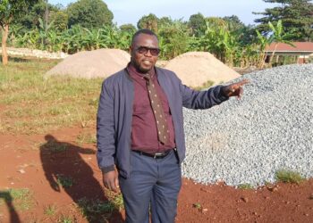 The Jinja Regional Referral Hospital chairman Management Board Dr David Charles Mukisa at the proposed Regional Blood Bank Site.