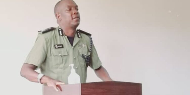 CP Philip Acaye addressing traffice officers in the  Busoga region.