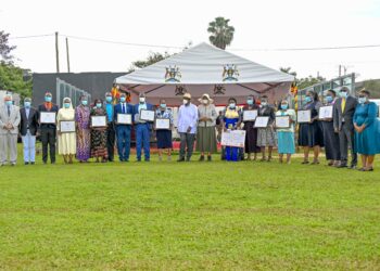 President Yoweri Kaguta Museveni and First Lady/ Ministry of Education and Sports Janet Kataha Museveni in a group photo with best teachers that have made a difference during the World Teacher’s Day Celebrations at Lugogo, Kampala on the 19th October 2024. Photos by PPU/Tony Rujuta.