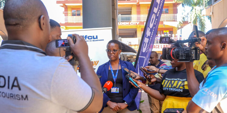 Hope Nakhayenze, Acting Chief Risk Officer, dfcu Bank during the GROW Luanch in Jinja