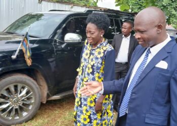 JRRH Director Dr Alfred Yayi welcomes Rt Hon Rebecca Alitwala Kadaga at the facility recently.