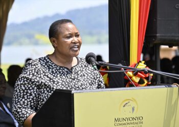 Minster for Presidency Milly Babirye Babalanda making her remarks at the 43rd African Association of Admiration and Management (AAPAM) Roundtable Conference at Speke Resort Munyonyo on the 26th November 2024. Photos by PPU/Tony Rujuta