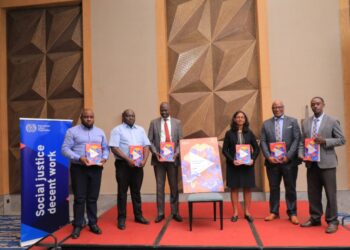 Representatives from the ILO and the Ministry of Gender, Labour, and Social Development present the newly-launched report.