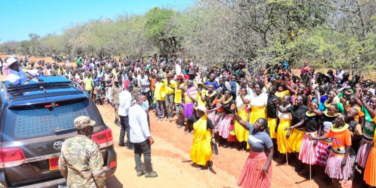 President Museveni addressing the people of Amudat