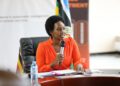 State Minister for Energy & Mineral Development Phionah Nyamutoro delivers her remarks, during the inauguration of the first Board of Directors of Uganda National Mining Company