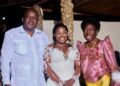 UPDF Capt Michael Arthur Mugisa's new catch Esther Mirembe poses for a photo with Rt Hon Rebecca Alitwala Kadaga shortly after tying the knot.