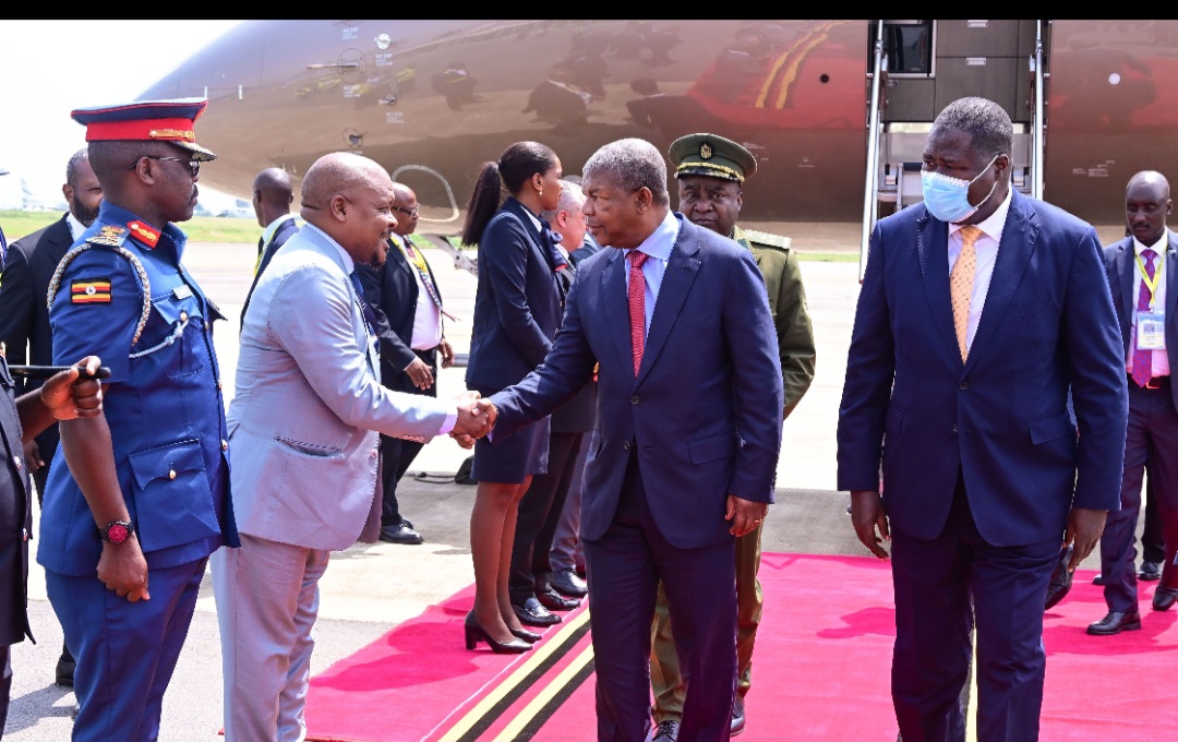 President of Angola arrives in Uganda the AU extraordinary summit on agriculture 