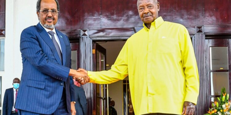 President Museveni with his Somalia Counterpart Hassan Sheikh Mohamud